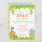 Safari Baby Shower Invitation with Animals (Front/Back)