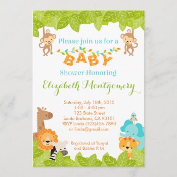 Safari Baby Shower Invitation With Animals by Pixabelle at Zazzle