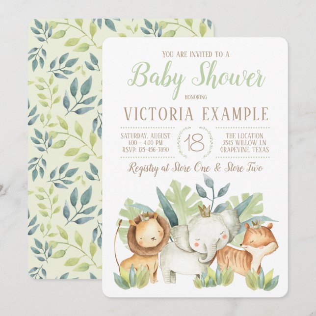 Safari Baby Shower Invitations (Front/Back)