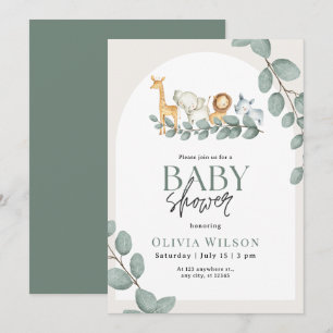 Safari Baby Shower Invite, Greenery Jungle Neutral Invitation