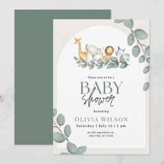 Safari Baby Shower Invite, Greenery Jungle Neutral Invitation