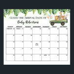 Safari Baby Shower Jungle Guess Due Date Calendar Poster<br><div class="desc">Safari Baby Animals Baby Shower Guess Due Date Calendar. Change days accordingly with the month you need, go to "click to customize further" link to move the due date to a different day. HOW TO PLAY: Guests sign the calendar with their predictions for the baby's birthday. The guest to guess...</div>
