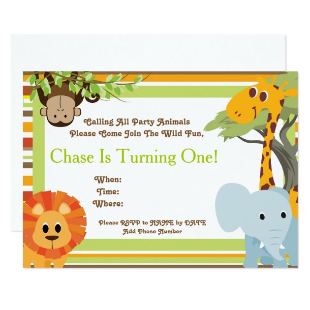 Safari Baby Shower Or Birthday Party Invitations