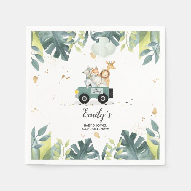 Safari Baby Shower Paper Napkin Drive By Shower (Front)