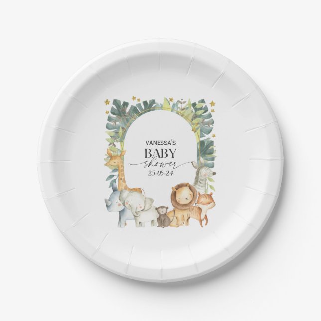 Safari baby shower paper plates (Front)