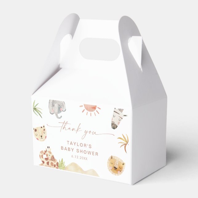SAFARI Baby Shower Party Favor Boxes (Front Side)