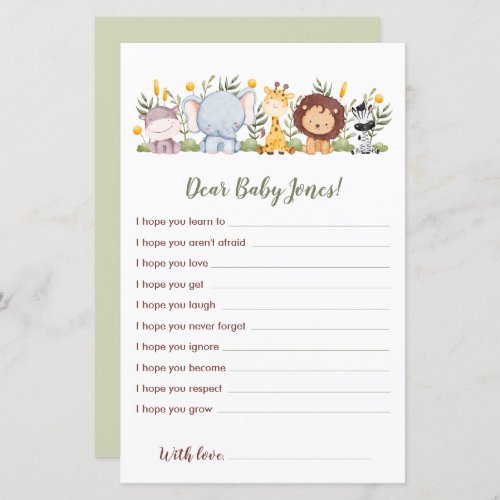 Safari Baby Shower Party Games Dear Baby Wishes