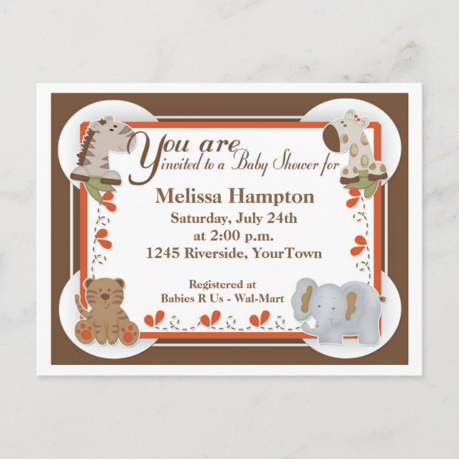 Safari Baby Shower Postcard Invitation (Front)
