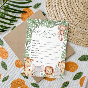 Safari Baby Shower Prediction Card