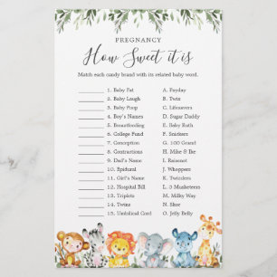 Safari Baby Shower Pregnancy How Sweet It Is Game