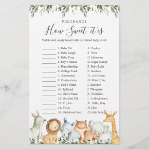 Safari Baby Shower Pregnancy How Sweet It Is Game