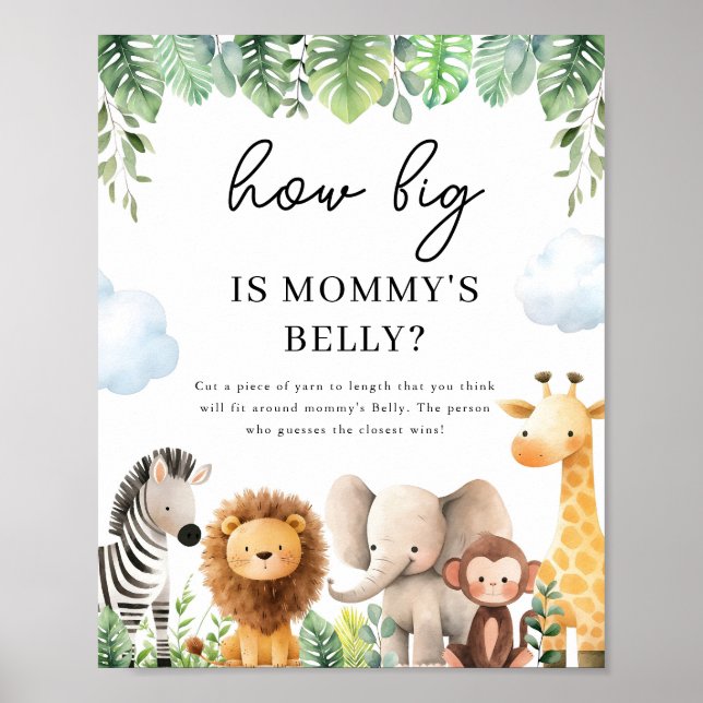 Safari Baby Shower Signs - Mommy's Belly (Front)