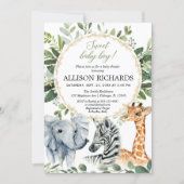 Safari baby shower, Sweet baby boy jungle animals Invitation (Front)