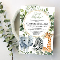 Safari baby shower, Sweet baby boy jungle animals Invitation