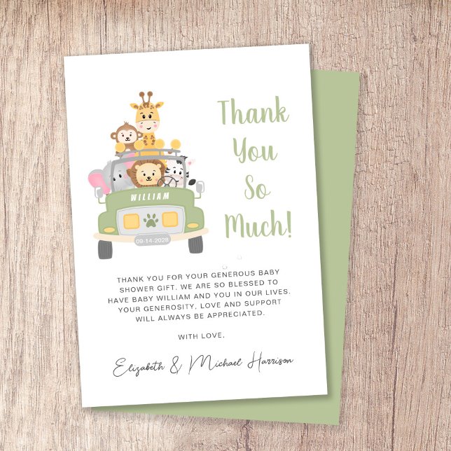 Safari Baby Shower Thank You Card (Creator Uploaded)