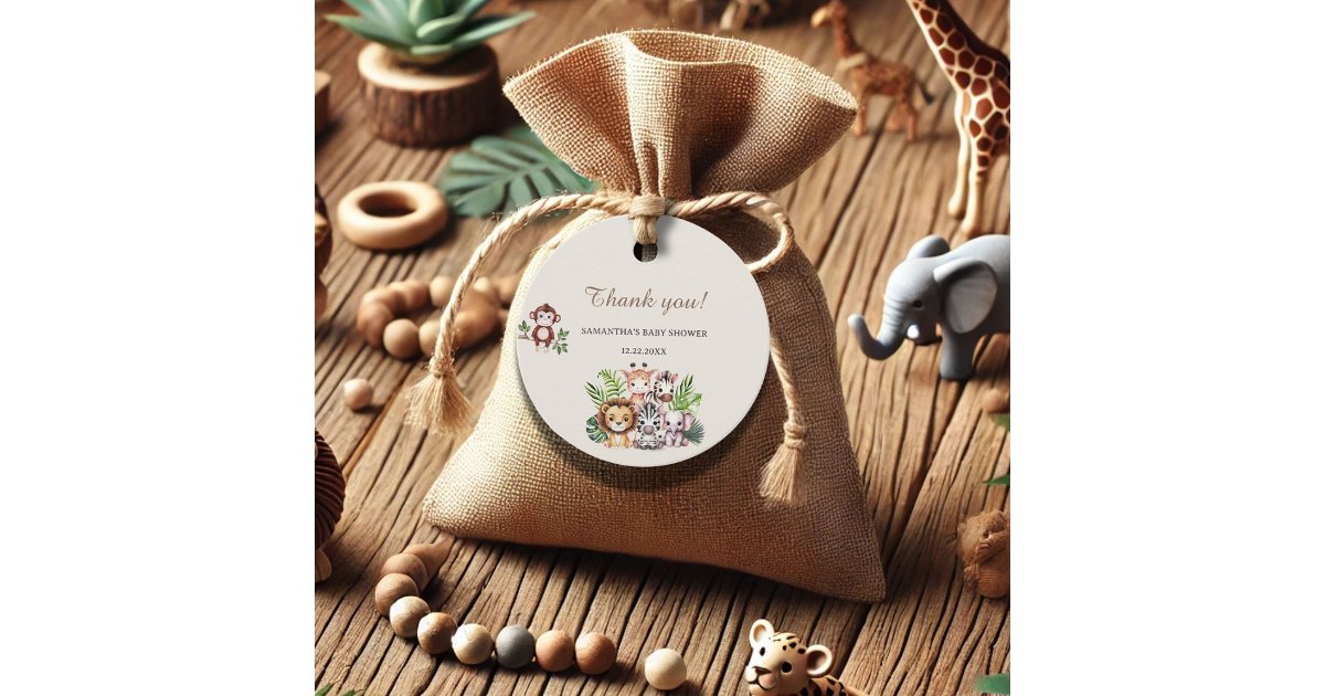 Thanks Fg Safari Baby Shower Thank You Favor Tag | Zazzle