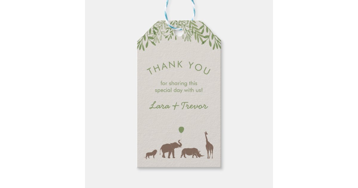 Safari Baby Shower Thank You Gift Tags | Zazzle