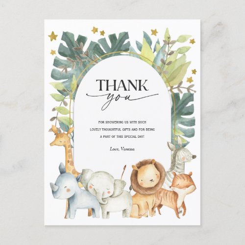 Safari Baby Shower thank you postcard