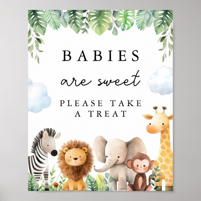Safari Baby Shower Treat Sign (Front)