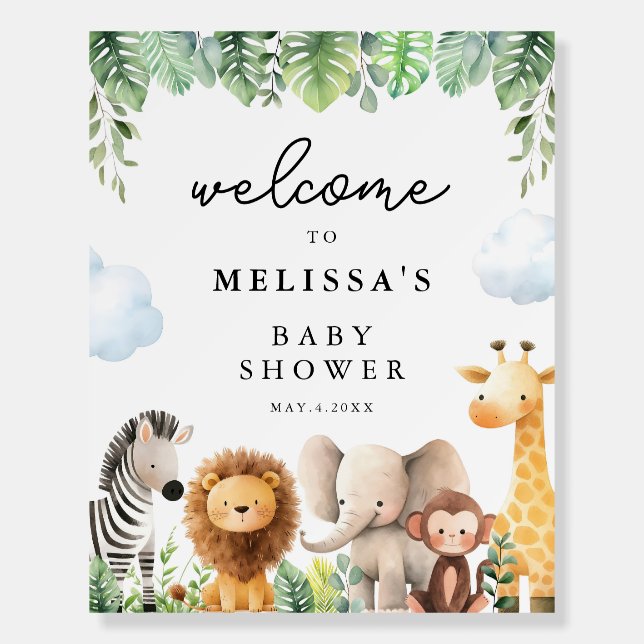 Safari Baby Shower Welcome Foam Board (Front)