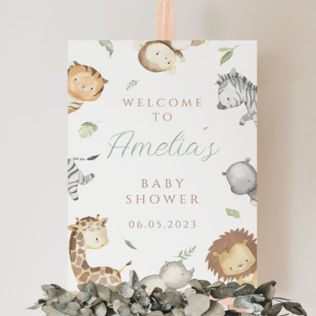 Safari Baby shower Welcome Sign, jungle animals Foam Board (Creator Uploaded)
