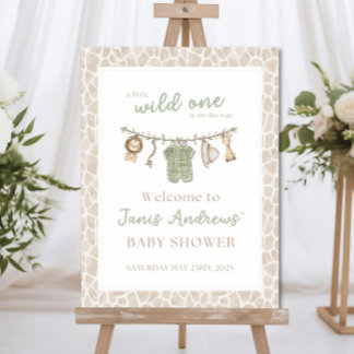 Safari Baby Shower Welcome Sign Wild One Theme