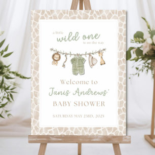Safari Baby Shower Welcome Sign: Wild One Theme Foam Board