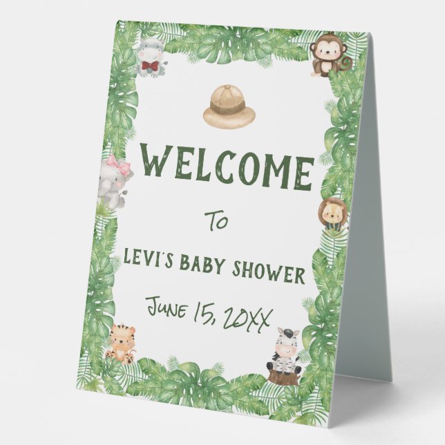 Safari Baby Shower Welcome Table Tent (Front)