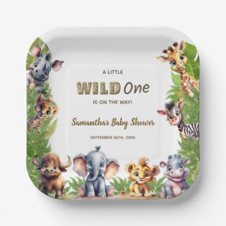 Safari Baby Shower Wild One Jungle  Paper Plates