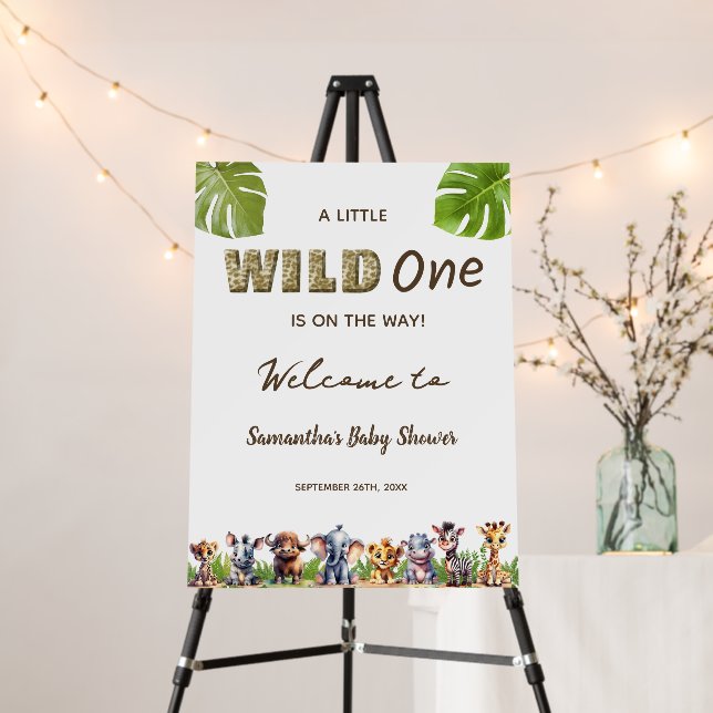 Safari  Baby Shower Wild One Welcome Sign (In Situ (Stand))