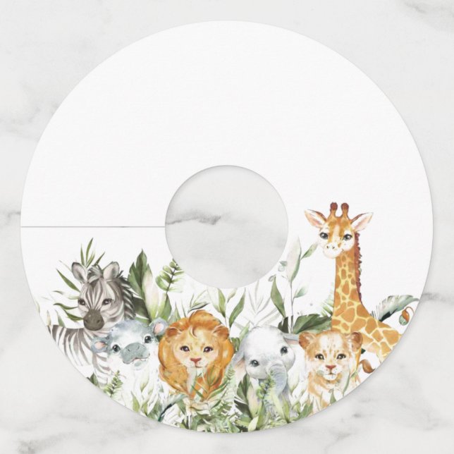 Safari Babyshower  Wine Glass Tag (Front)