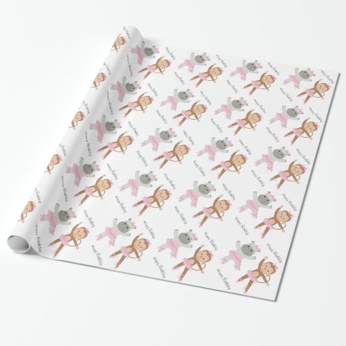 Safari Ballerina Birthday Wrapping Paper