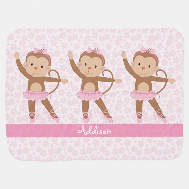 Safari Ballerina Personalized Baby Blanket (Horizontal)