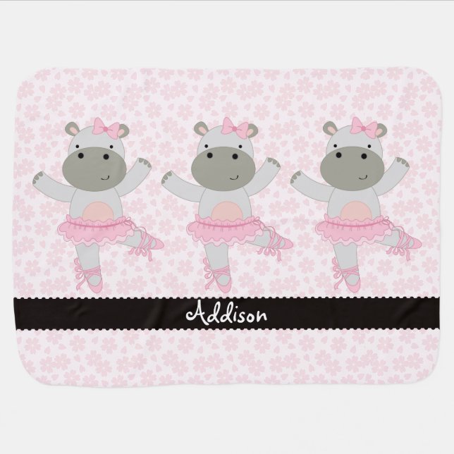 Safari Ballerina Personalized Swaddle Blanket (Horizontal)
