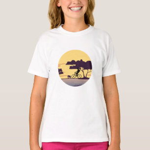 Safari Bike Ride at Sunset – Cyclist and Elephant T-Shirt