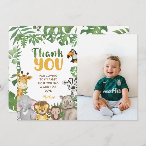 Safari Birthday Animals Jungle Wild one and Two Thank You Card