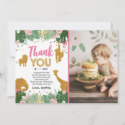 Safari birthday Animals Wild one Thank You Card