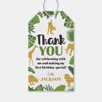 Safari Birthday Favor Tags  Gold Jungle Thank You Gift Tags by PuggyPrints at Zazzle