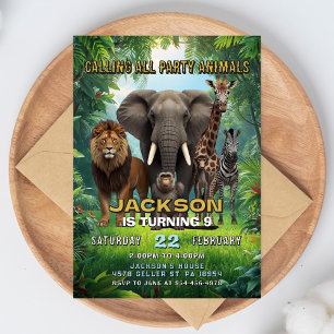 Safari Birthday Invitation Jungle Animal Party