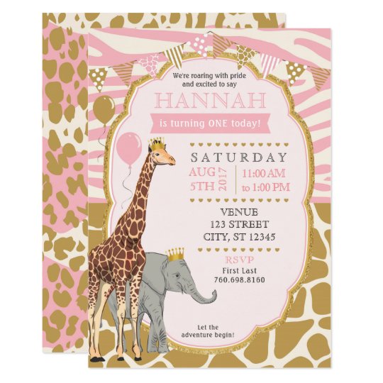 pink safari invitation templates