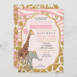 Safari Birthday Invitation - Pink