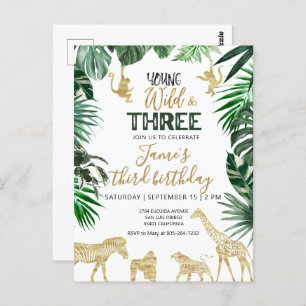 Safari birthday invitation postcard