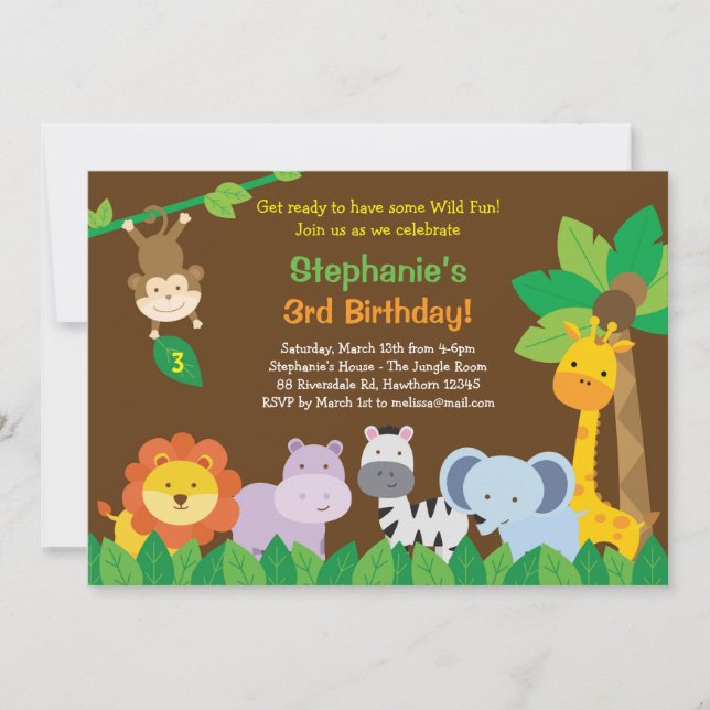 Safari Birthday Invitation / Safari Invite (Front)