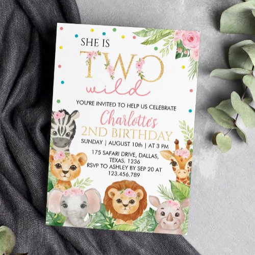 Safari Birthday Invitation Two Wild Animals