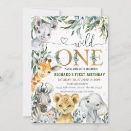 Safari Birthday Invitation, Wild One BOY Party 1st Invitation | Zazzle