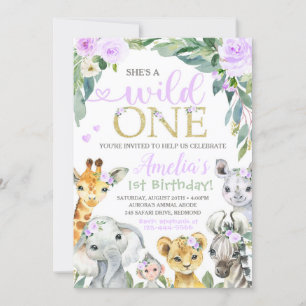 Safari Birthday Invitation Wild One Invitation