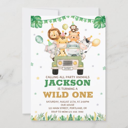 Safari birthday invitation Wild one invitation boy