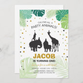 Safari Birthday Invitation Zoo Wild Jungle animals (Front/Back)