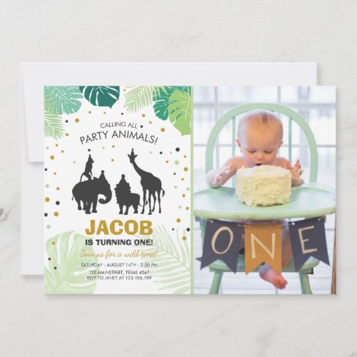 Safari Birthday Invitation Zoo Wild Jungle animals