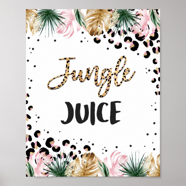 Safari Birthday Leopard Print Jungle Juice Sign (Front)